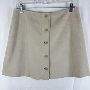 J Crew Button Up Skirt Wool Cashmere Blend Size 12 Light Academia Minimalist